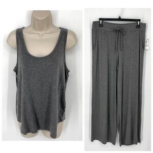 Alfani NWT Women's 2 Piece PJ Set Sleepwear Shirt & Pants Size S HY Charcoal
